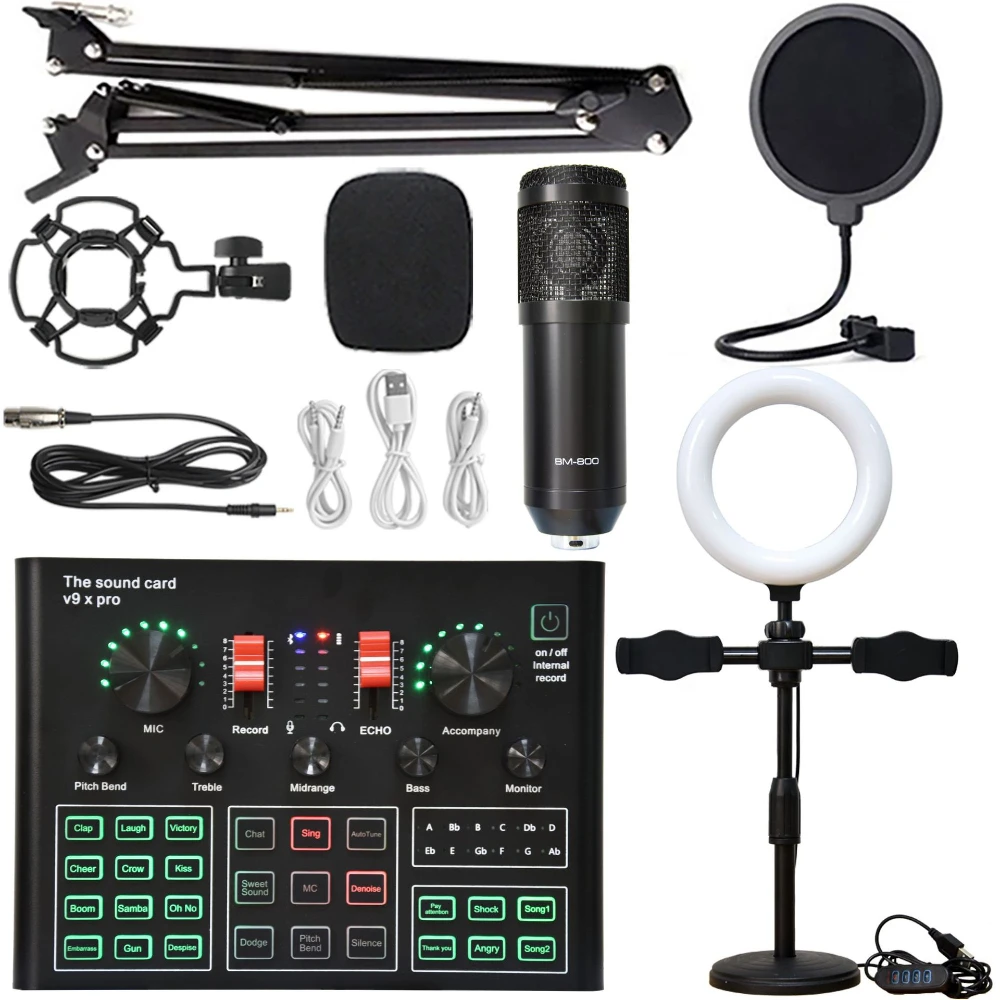 Micrófono de condensador de estudio, ideal para karaoke. MDUG (negro)