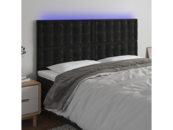 Cabecero Con Luces Led Terciopelo Negro 200x5x118/128 Cm
