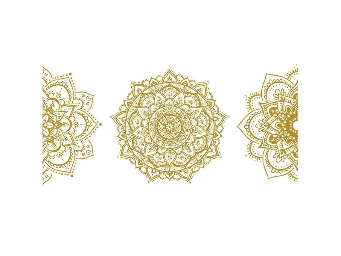 Rebe-adhesivo De Pared Mandala Boho Mitad Dorado Pegatina De Vinilo Decoración De Pared Floral Para Habitación Cocina Oficina