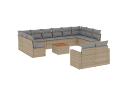 Conjunto 13 de sofás jardín con cojines beige mezcla VIDAXL ratán PE