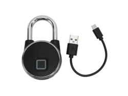 Candado digital portátil P22 con huella dactilar USB IP66 resistente al agua para escuelas, oficinas y cercas (negro) Kofihety