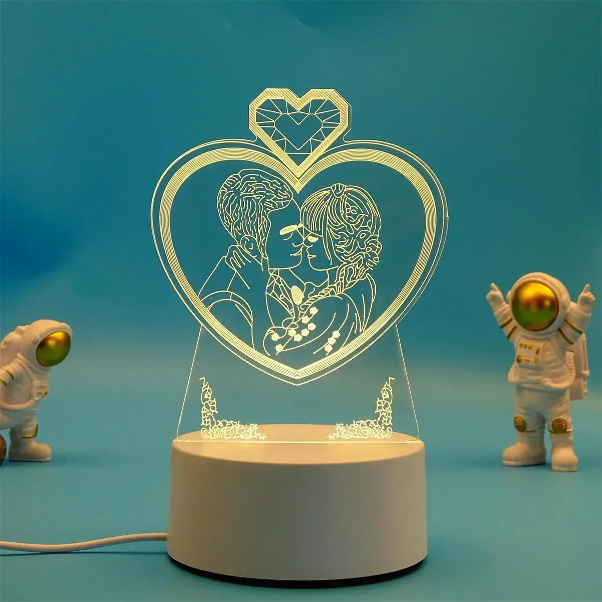 (luz Cálida) Lámpara De Noche Led Usb 3d De Acrílico, Decoración Para El Dormitorio.