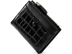 Cartera De Mujer Con Patrón De Piedra - Monedero Slim Y Elegante - Negro