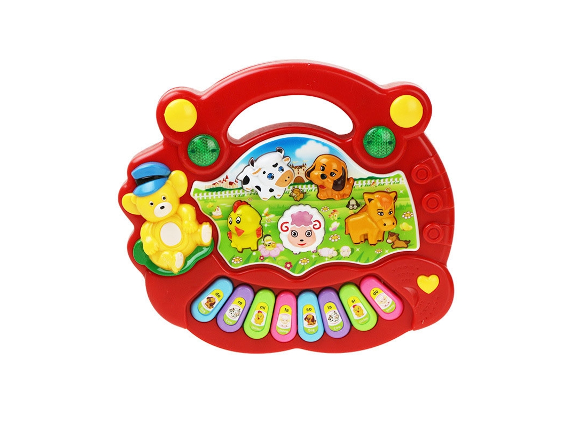 Teclado Musical Educativo Con Diseño De Animales De Granja Y Bebés, Electrónico, Rojo.