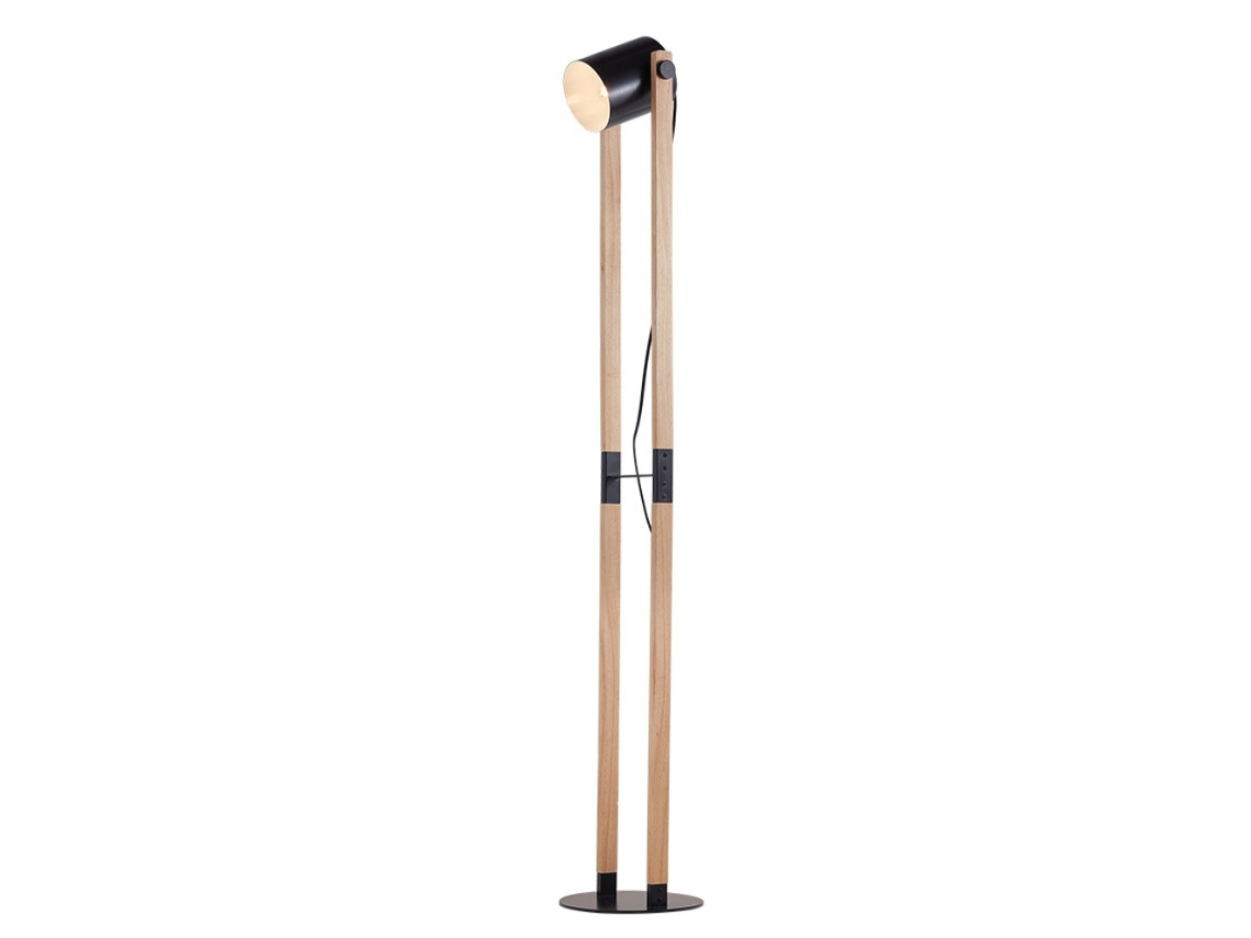 Lámpara de pie de metal y madera 23W IP20 E27 Diámetro 120mm