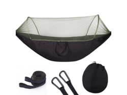 Hamaca Portátil Individual Con Mosquitera, Adecuada Para Mochileros Y Campamentos Al Aire Libre (250x120 Cm) Negra Siurn