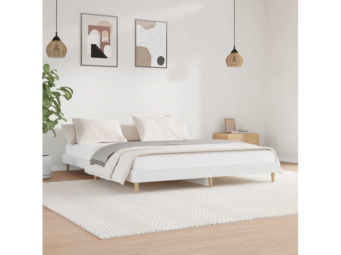 Estructura De Cama Madera De Ingeniería Blanca 120x200 Cm