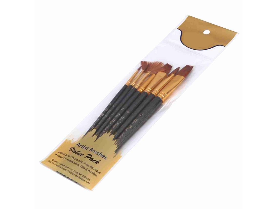 Set 7 Pinceles Nylon Para Acuarela Acrílico Oleo Gouache Arte Estudiantes Principiantes
