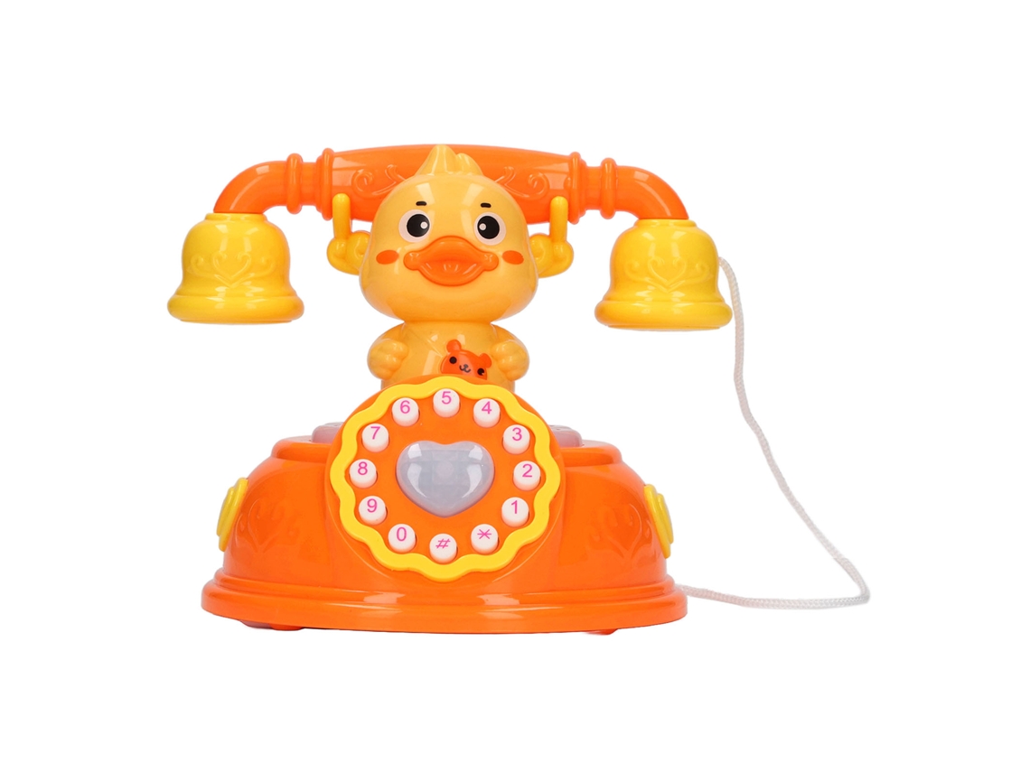 Teléfono fijo simulado con forma de pato de Bjww-Toy, con cable, estilo retro, con luz y música para juegos de rol.
