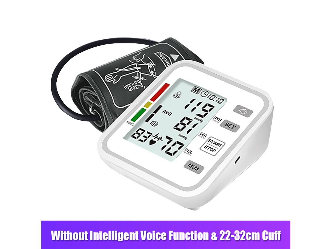 Monitor De Presión Arterial Braquial Con Brazalete Grande, Pantalla Lcd, Modo Para 2 Usuarios Y Control De Voz Inteligente.