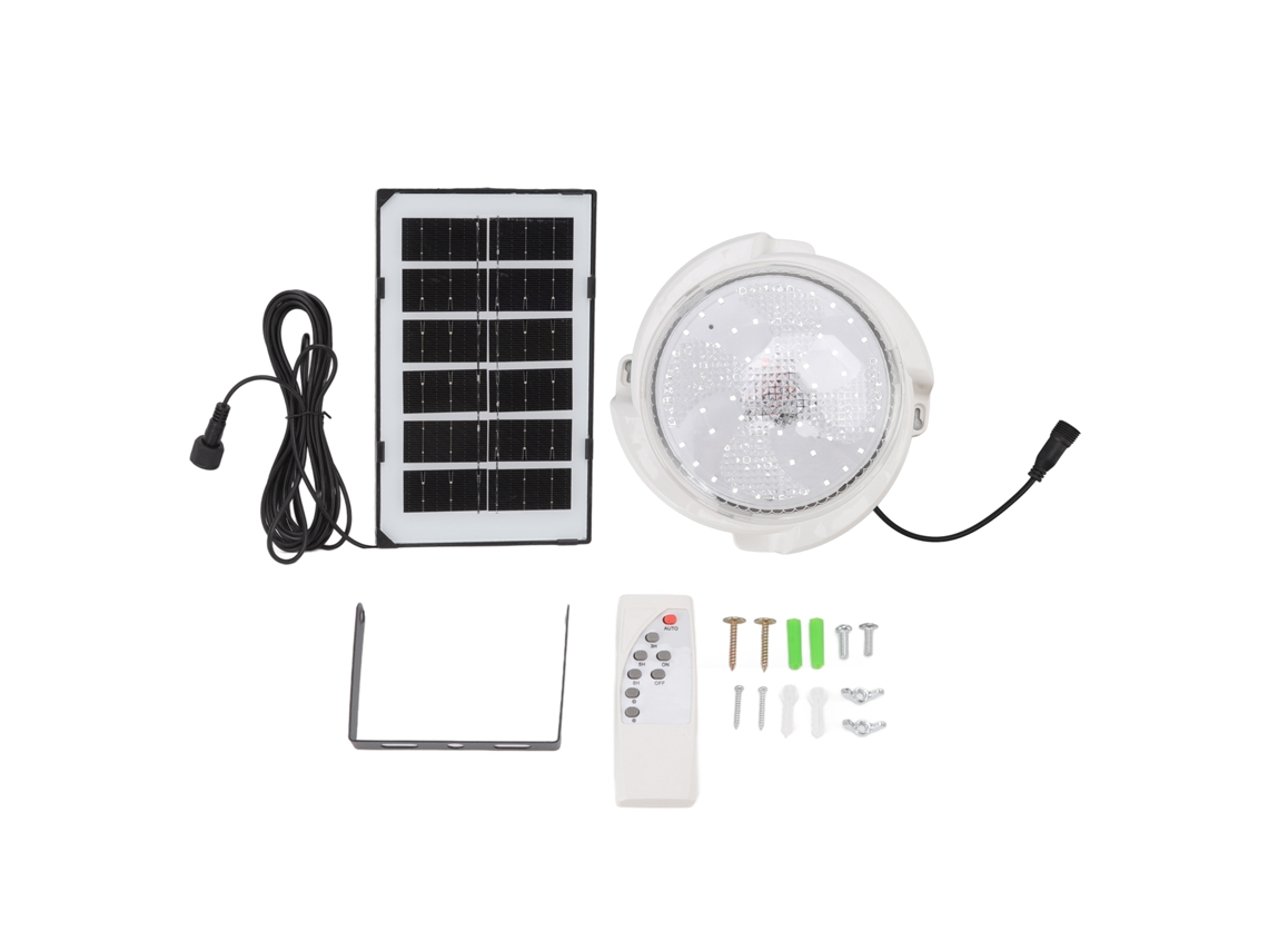 Yncm2026-lámpara De Techo Solar 65w Con 60 Led, Panel Solar, Control Por Luz Y Mando A Distancia Para Balcón