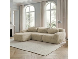 Sofá Modular L - Plüsch, Sin Montaje, Cojines, Antideslizante, Cómodo - Beige Claro
