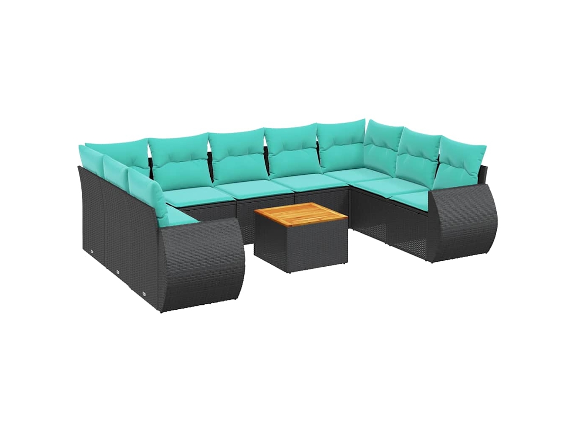 Maison Exclusive - Conjunto De Sofá De Jardín De 10 Piezas Con Cojines, De Poliratán Negro