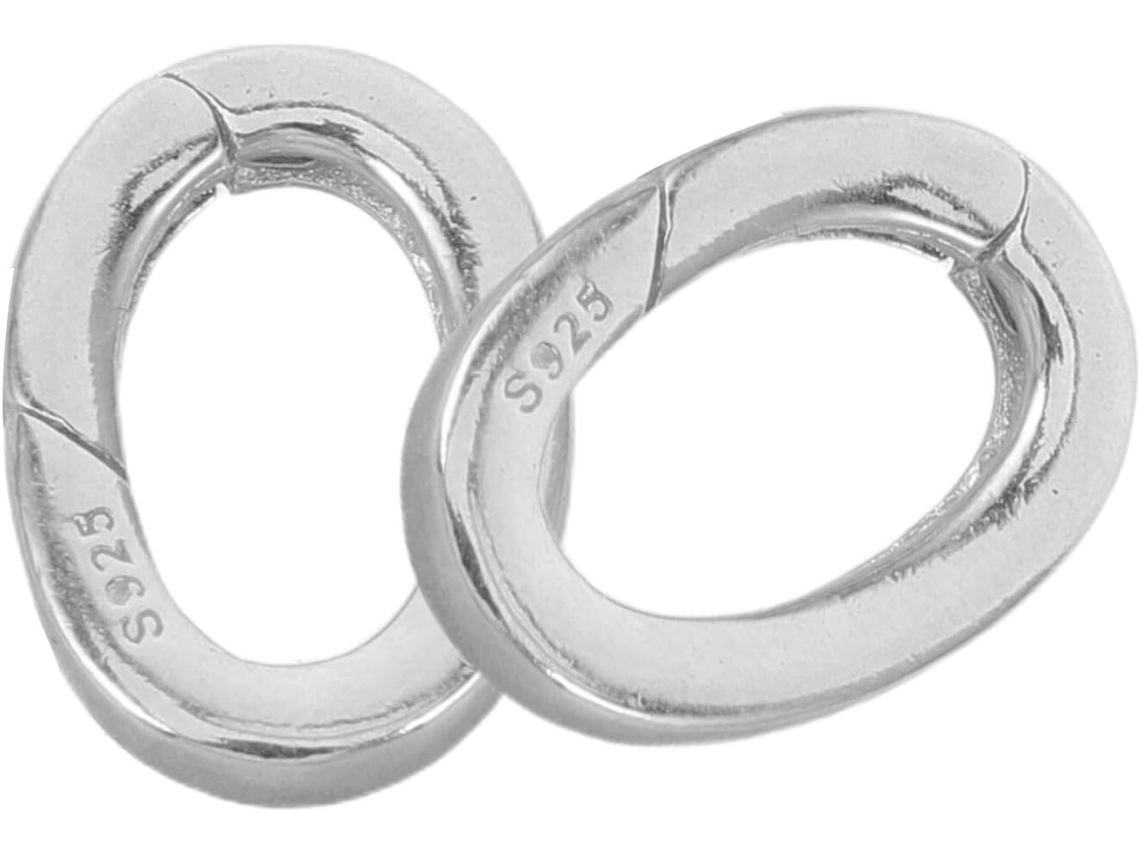 Juego De 2 Cierres De Resorte Ovalados De Metal De 10 Mm X 13 Mm En Metal Plateado.