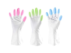 Guantes De Goma - 3 Pares - Guantes De Limpieza Antideslizantes - Rosa, Verde Y Azul - Talla Grande
