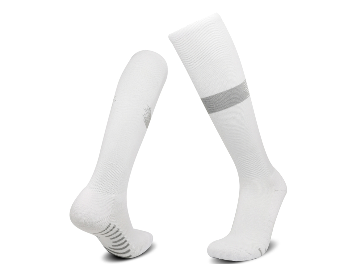 Calcetines de fútbol para niños y niñas, de algodón transpirable, antideslizantes, hasta la rodilla. MDUG (blanco)