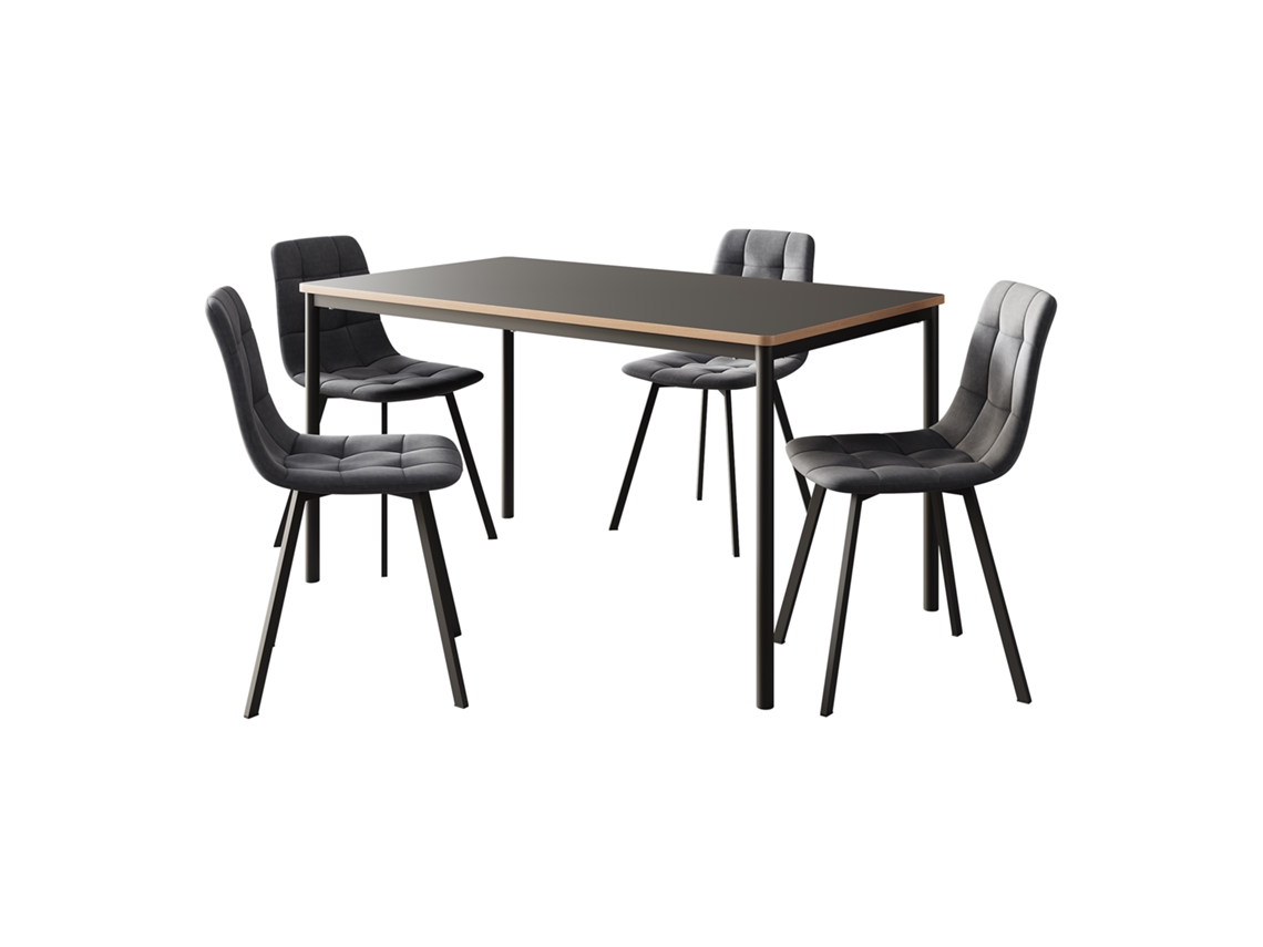Juego de comedor Lindesberg de 5 piezas, 1 mesa y 4 sillas, gris oscuro. [EN.CASA]