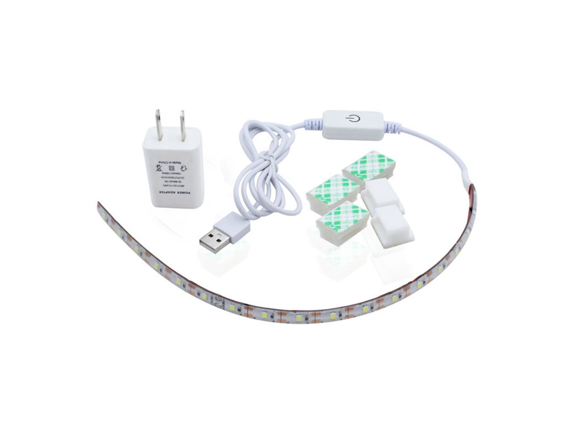 Tira De Luces Led De 5v 6500k Y 30cm Con Brillo Ajustable, Alimentación Usb, Económica, Con Clips Adhesivos.