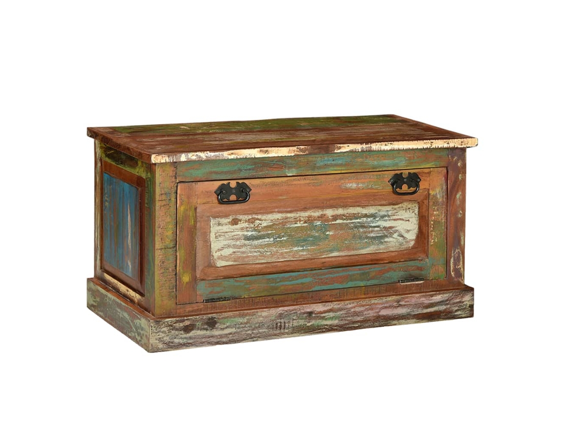 Banco Zapatero De Madera Maciza Reciclada