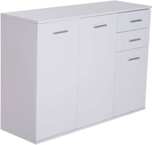 Homcom Armario Gabinete consola aparador buffet mueble organizador de almacenaje multiusos comedor puertas y caj blanco 106x35x76 cm tablero oficina 106x35x76cm