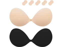 Sujetador Invisible Sin Tirantes Compacto, Beige/negro (2 Piezas) - D