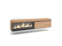 Mueble TV, Televisión, 210, Para TV hasta 80, Chimenea eléctrica XXL, Colgado, Suspendido, Roble SKRAUT HOME