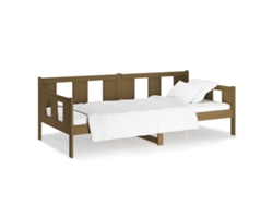 Sofá Cama Madera de Pino Macizo Marrón Miel (90x190 cm)