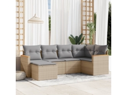 Conjunto de 6 sofás de jardín con cojines de mimbre beige Dkd Home Decor