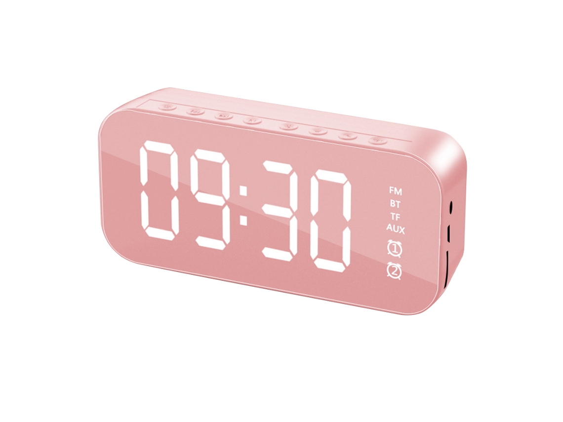Reloj Digital Con Alarma Y Altavoz Bluetooth, Superficie De Espejo Para Dormitorio Y Oficina.