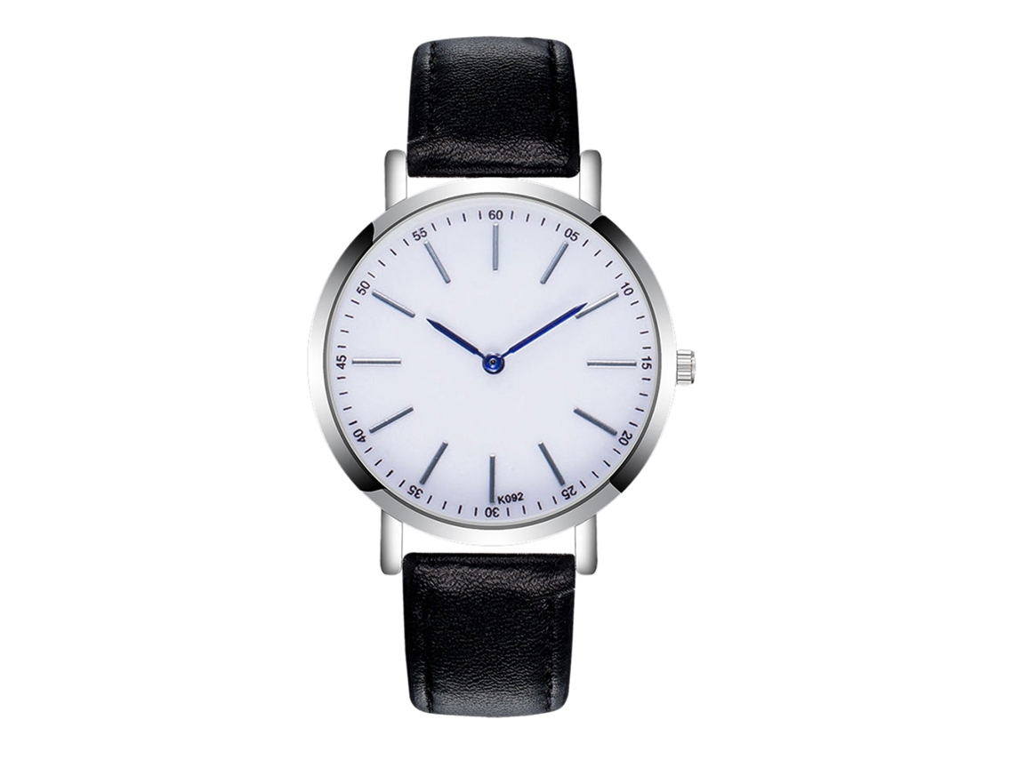 Reloj Analógico De Negocios Para Hombre Con Correa De Cuero Negro Y Mecanismo De Cuarzo.