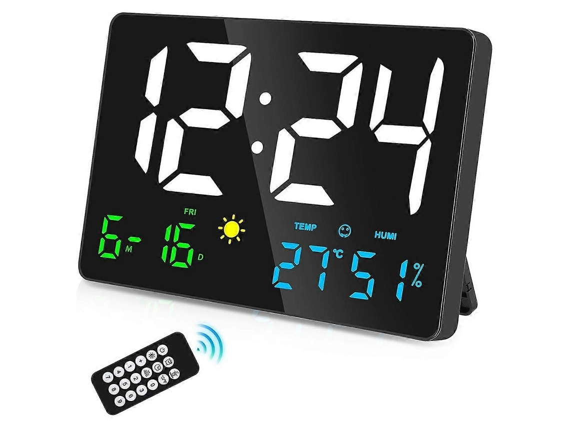 Reloj de pared digital LED con USB y pantalla grande de 11,5 pulgadas para dormitorios.