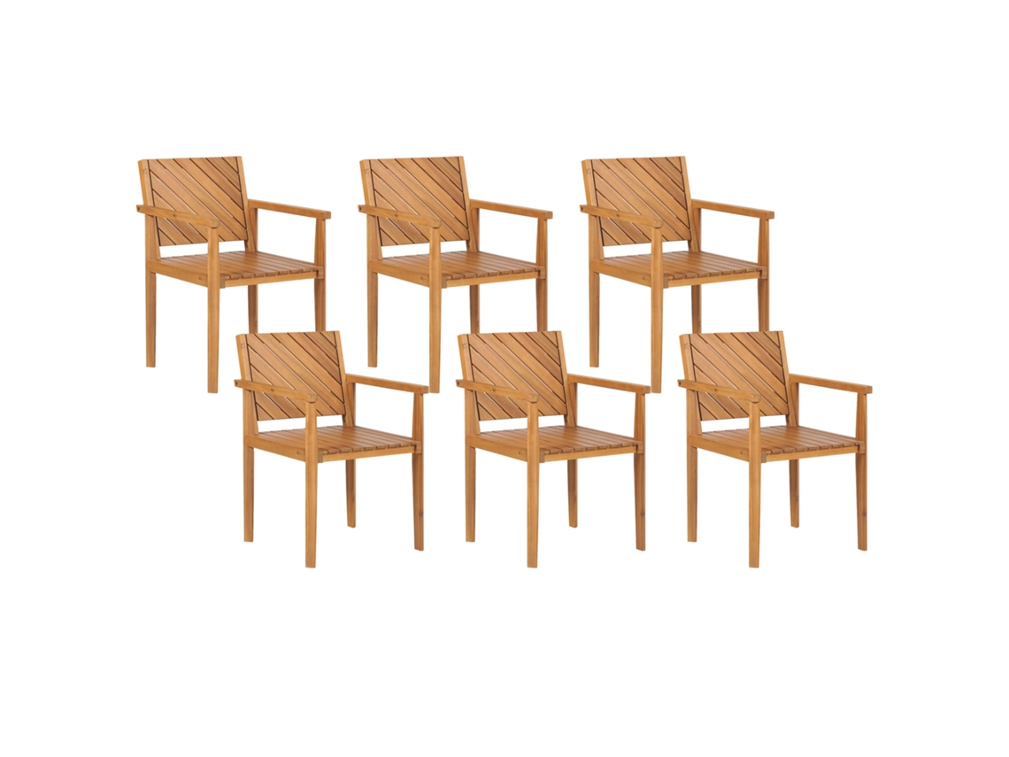 Conjunto de 6 sillas BELIANI Baratti de Madera de acacia Madera clara 55x40x82