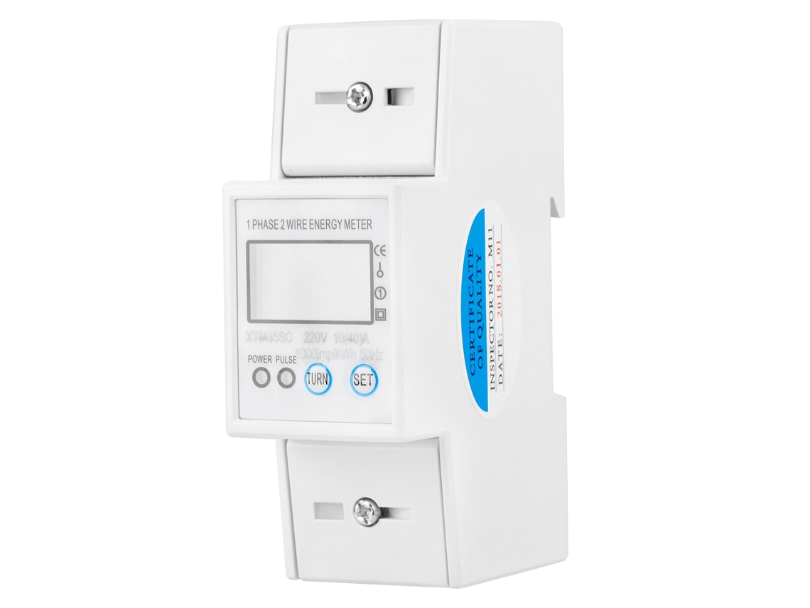 Medidor Eléctrico Digital Monofásico De 220 V Y 10 (40) A Para Riel Din Kwh Con Rs485