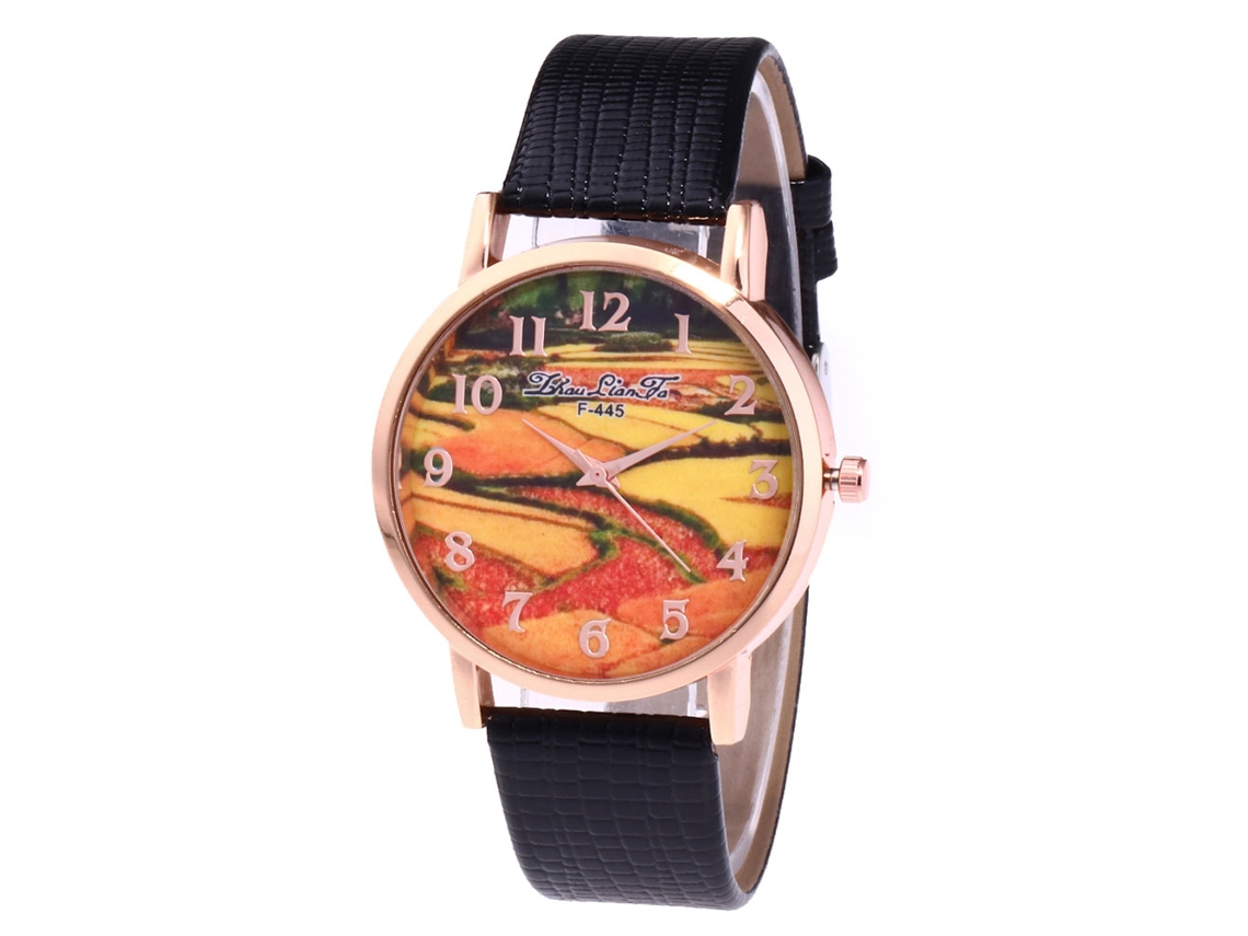 Reloj De Moda Casual Unisex De Cuarzo Con Correa De Cuero Zhoulianfa (negro)