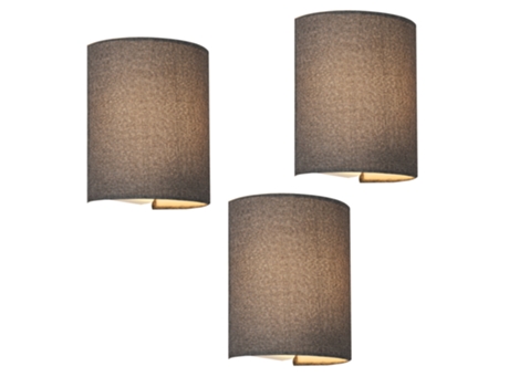 Set de 3 lámparas de pared Brüssel modernas 1x E27 60 W textil de lino 20 x 18 x 13 cm - Gris LUX.PRO
