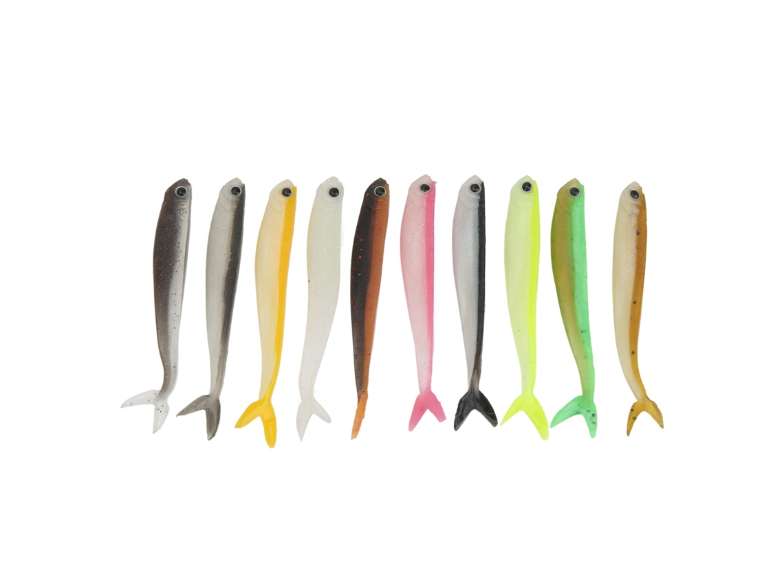 10 Señuelos De Pesca De Silicona Con Diseño De Cola De Pez Bicolor, 2,6 G, 8,5 Cm, Señuelos Blandos Artificiales