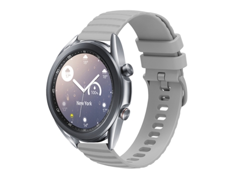Correa de reloj inteligente para Samsung Galaxy Watch3 45 mm 22 mm Patrón de puntos ondulados Correa de reloj de silicona de color sólido (gris)
