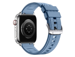 Correa XIAOMOYU de caucho fluorocarbono azul con textura cuadrada para Apple Watch (46/49/45/44 mm)
