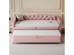 Cama Nido De Lino 90x200 Cm Y 90x190 Cm - Con Puerto Usb Y Somier - Rosa