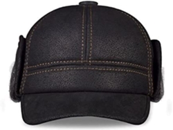 Gorra de béisbol de cuero para hombre Véritable con orejas rizadas Fausse Fourrure Chaleur SFUSHOS