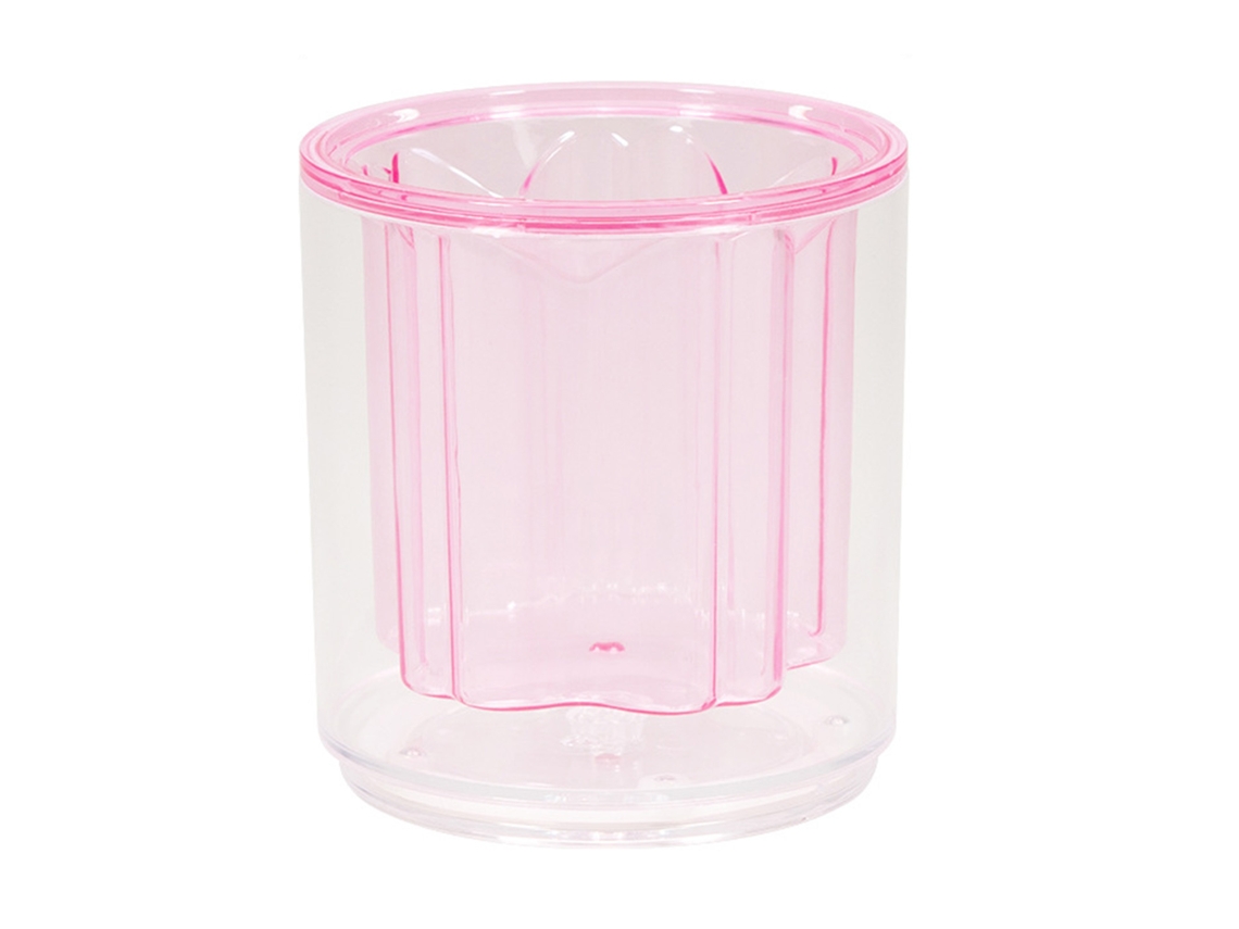 Portalápices Giratorio De Plástico Transparente Para Bolígrafos, Lápices Y Brochas De Maquillaje (modelo Diy) - Rosa