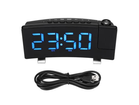 Despertador Digital Proyección de 180 en la Pared Del Techo Despertador Alimentado Por Usb Azul-Lia HURRISE
