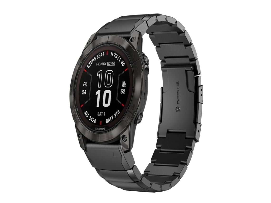 Bracelete Para Garmin Fenix 7x Pro (51mm) - Aço Inoxidável - Estampa De Casco De Tartaruga (26mm) Preto