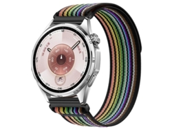 Bracelete Para Huawei Watch Gt 6 (46mm) - Nylon - Fecho De Velcro - Wild Path Loop Preto E Colorido