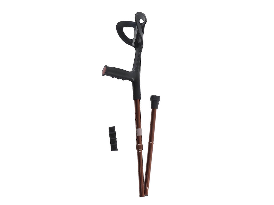 Bastón plegable ajustable con soporte para el antebrazo, color marrón.