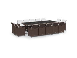 Maison Exclusive - Set Comedor De Jardín 15 Pzas Con Cojines Ratán Pe Marrón