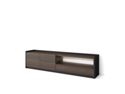 Mueble para TV, 207x37x50cm, para televisores de hasta 80'', LED, roble oscuro y negro.