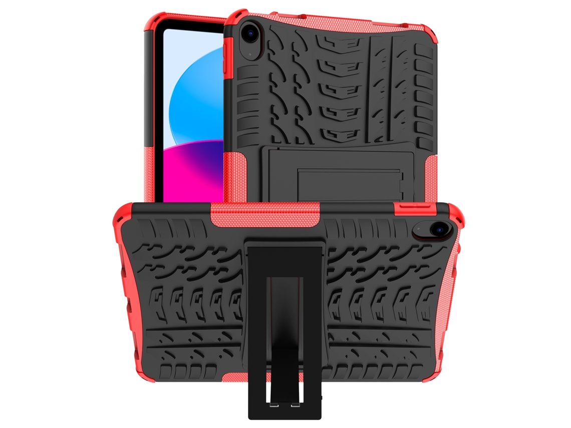 ZRUXE Funda para iPad 10.a Gen 10.9 2021 con Textura de Neumático Tpu + Funda para Tablet PC con Soporte Rojo