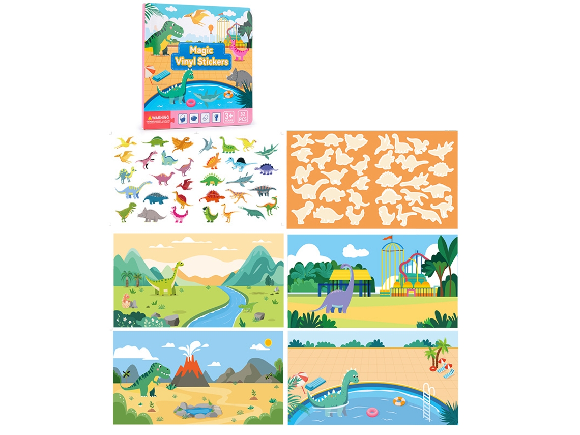 Libro de rompecabezas de dibujos animados, adecuado para niños, con pegatinas reutilizables MDUG