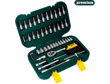 Caja Llaves Set "y" Acc.Enc. 1/4 "- 45 Piezas-Cr.V Ek 402 MOTA HERRAMIENTAS
